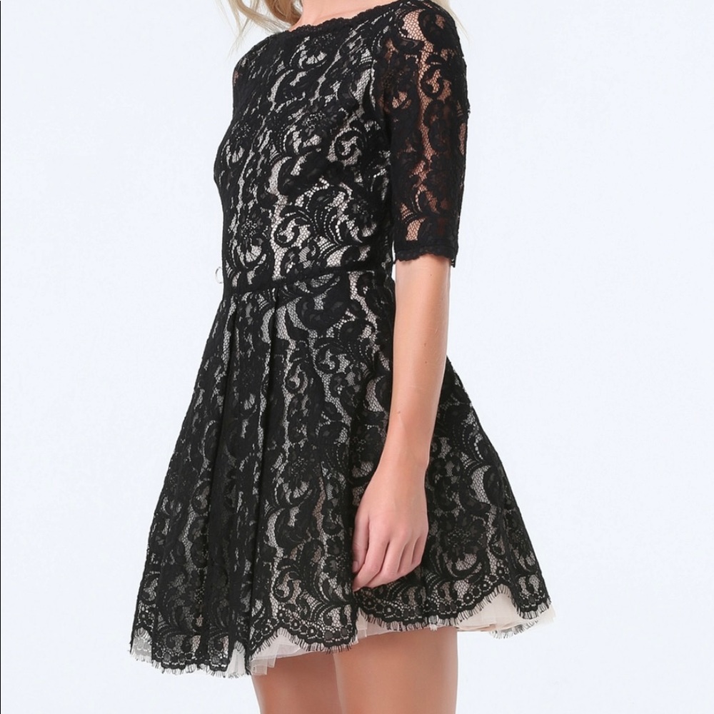 bebe Fit & Flare Black Lace Dress-Sz 0